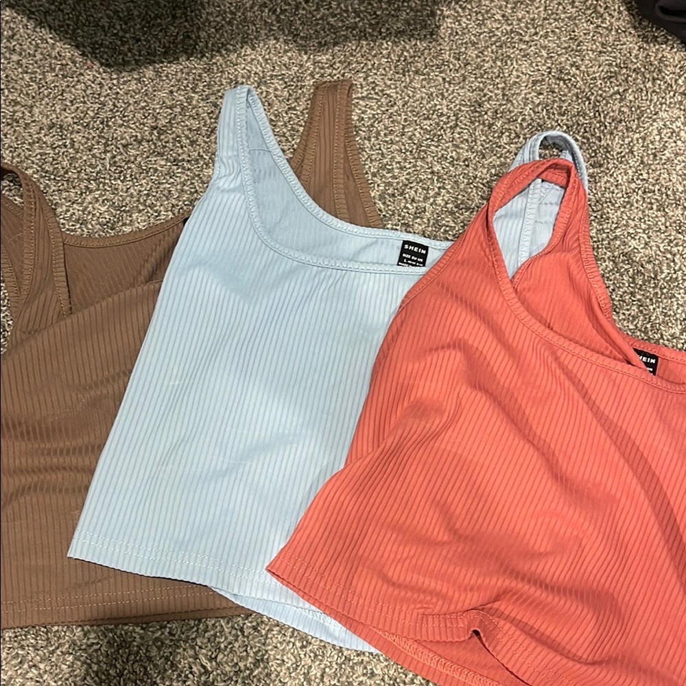 SHEIN Brown and Blue Ribbed Sleeveless Tank Top Fits like a Medium